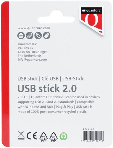 USB-stick Quantore 256GB 2.0 zwart 1 Stuk-2