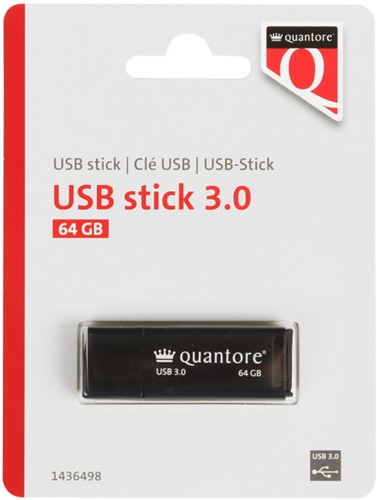 USB-stick Quantore 64GB 3.0 zwart 1 Stuk