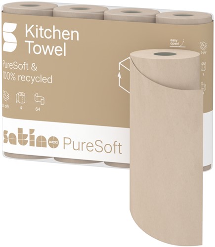 Keukenrol Satino PureSoft 64 vel naturel 175890 4 Rol