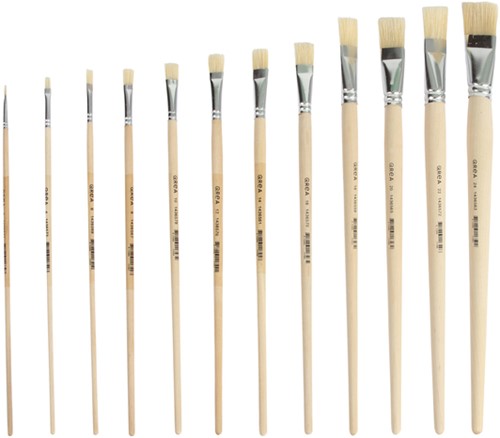 Kwast Qrea varkenshaar set à 12 breedtes 12 Stuk