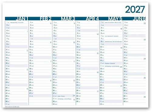 6-Maandkalender 2027 INNI Groot Memento 430x320mm 1 Stuk
