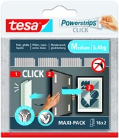Kleefstip tesa Powerstrips Click Medium 16 paar wt 32 Blister
