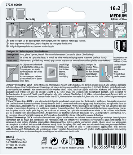 Kleefstip tesa Powerstrips Click Medium 16 paar wt 32 Blister-2