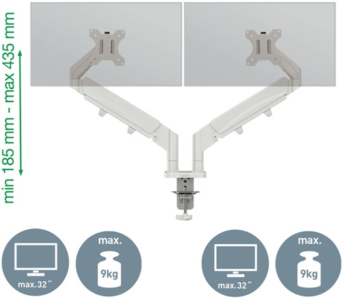 Monitorarm Leitz Ergo ruimtebesparend dubbel grijs 1 Stuk-2