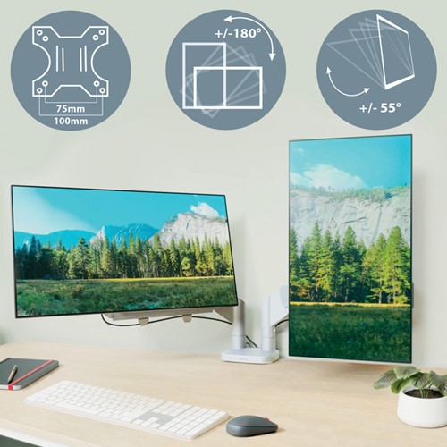 Monitorarm Leitz Ergo ruimtebesparend dubbel grijs 1 Stuk-4