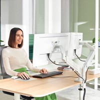 Monitorarm Leitz Ergo ruimtebesparend dubbel grijs 1 Stuk-6