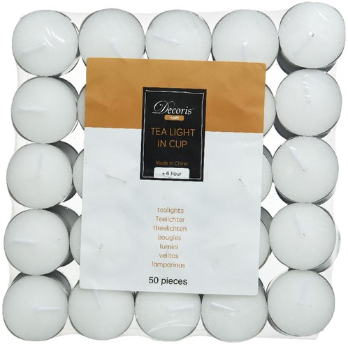 Theelicht Decoris 6 uur 50 Stuk