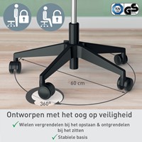 Zitkruk Leitz Ergo met wieltjes en wiebelkussen 1 Stuk-2