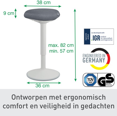 Actieve zit-sta kruk Leitz Ergo gasveer 57-82cm 1 Stuk-3
