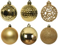 Kerstballen Decoris tube assorti goud 37 Stuk-2