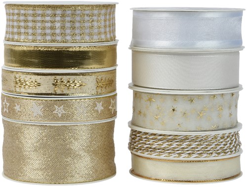 Cadeaulint Decoris polyester goud/parelmoer ass 1 Rol-2