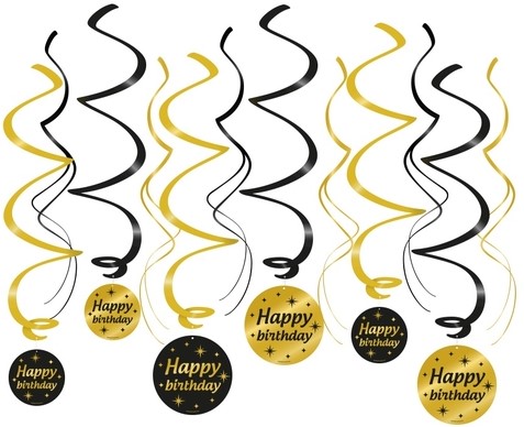 Classy party swirls Happy birthday 1 Stuk