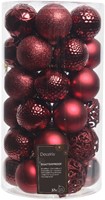 Kerstballen Decoris assorti ossenbloed-rood 37 Stuk