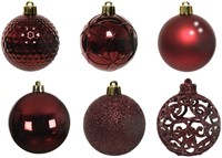 Kerstballen Decoris assorti ossenbloed-rood 37 Stuk-2