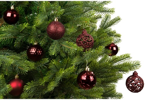 Kerstballen Decoris assorti ossenbloed-rood 37 Stuk-3