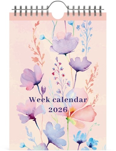 Weekkal 26 Lannoo Flowers watercolour 7dn/1p roze 1 Stuk