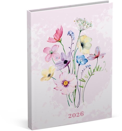 Agenda 2026 Lannoo Flowers watercolour 7d/2p roze 1 Stuk