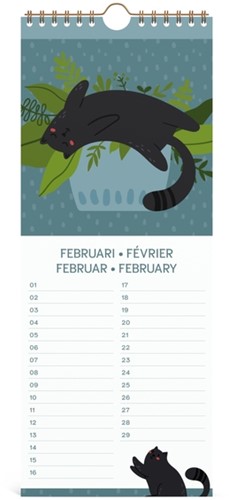 Verjaardagskalender Lannoo 130x325 Cats 1 Stuk-2