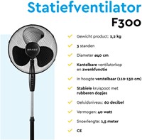 Statiefventilator BRASQ F300 Ø 40cm zwart 1 Stuk-4