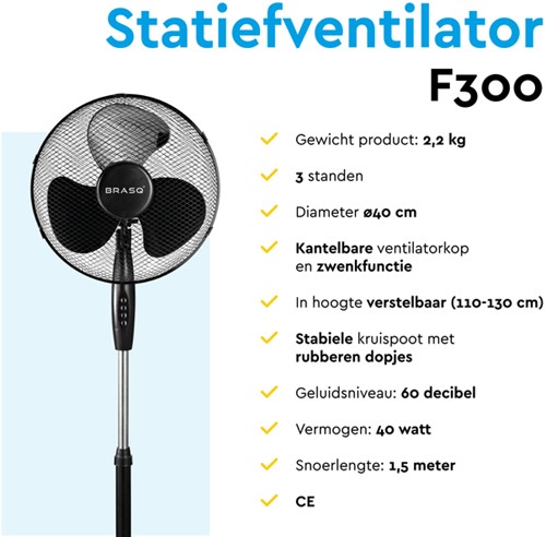 Statiefventilator BRASQ F300 Ø 40cm zwart 1 Stuk-4