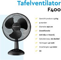 Tafelventilator BRASQ F400 Ø 30cm zwart 1 Stuk-5