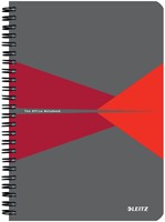 Notitieboek Leitz Office A5 lijn 180pag grijs rood 1 Stuk