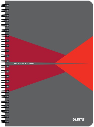 Notitieboek Leitz Office A5 lijn 180pag grijs rood 1 Stuk