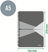 Notitieboek Leitz Office A5 lijn 180pag grijs bl 1 Stuk-3