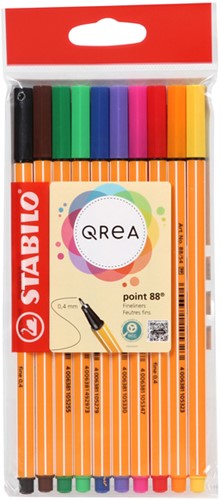 Fineliner STABILO point 88/10 Qrea  F 10st ass 10 Stuk