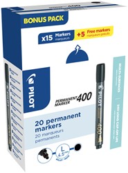 Permanent marker PILOT 400 schuin B zwart 15+5 gra 20 Stuk