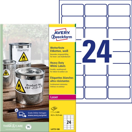 Etiket Avery L4773-100 63.5x33.9 2400st 100 Vel-2