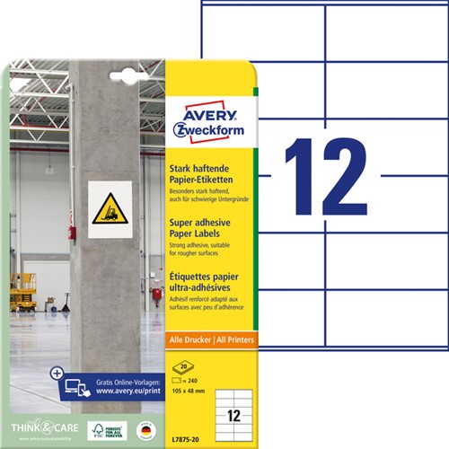 Etiket Avery Zweckform L7875-20 105x48mm 240st 20 Vel-2