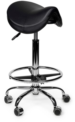 Premium zadelkruk zwart standaard met voetring 1 Stuk-3