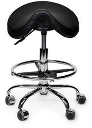 Premium zadelkruk zwart laag met voetring 1 Stuk