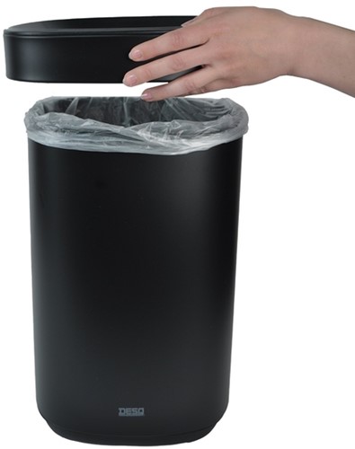 Afvalbak Desq open inworp 20 liter metaal zwart 1 Stuk-3