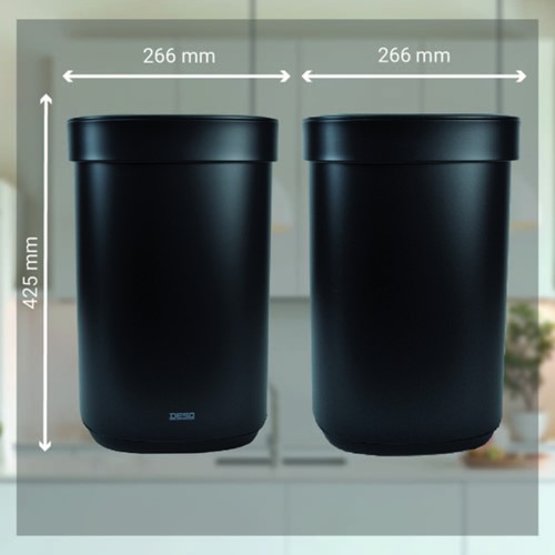 Afvalbak Desq open inworp 20 liter metaal zwart 1 Stuk-2