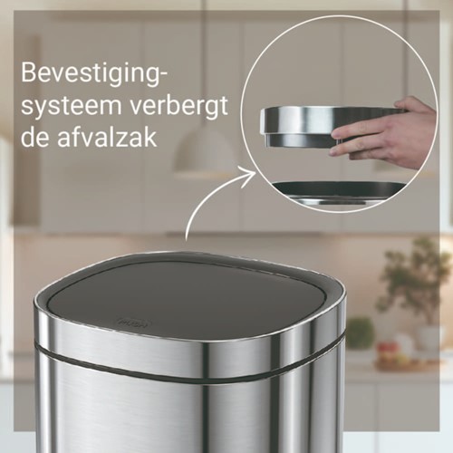 Afvalbak Desq Touch 50 liter RVS zilver 1 Stuk-3
