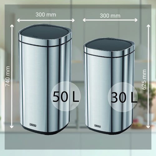 Afvalbak Desq Touch 50 liter RVS zilver 1 Stuk-1