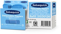 Pleisters Salvequick blauw detectabel mix 6x30st 6 pak
