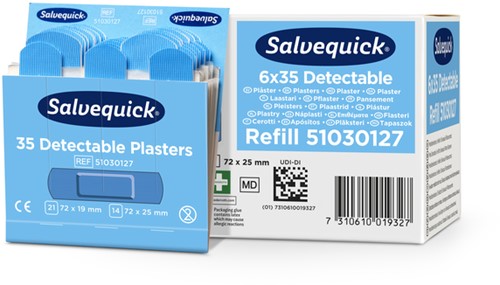 Pleisters Salvequick detectabel refill 6x35st 6 pak