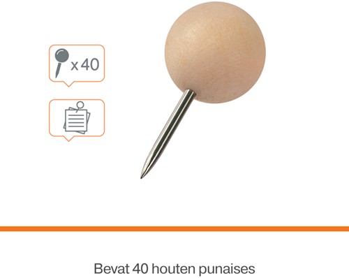 Punaises Nobo hout voor memobord 40st 40 Stuk-3