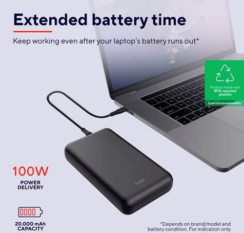 Powerbank Trust Laro laptop 100W 1 Stuk-3