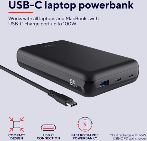 Powerbank Trust Laro laptop 100W 1 Stuk-1