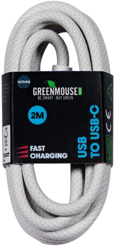 Kabel Green Mouse USB-A to USB-C data Woven 2m 1 Stuk
