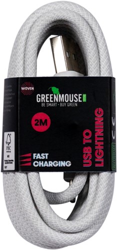 Kabel Green Mouse USB-A to Lightning data Woven 2m 1 Stuk