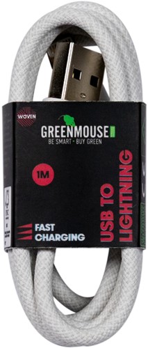 Kabel Green Mouse USB-A to Lightning data Woven 1m 1 Stuk