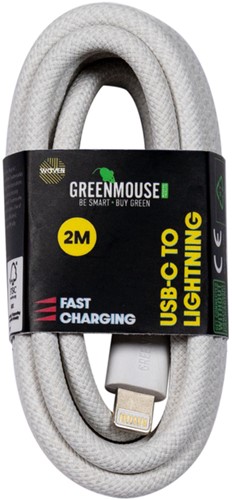 Kabel Green Mouse USB-C to Lightning data Woven 2m 1 Stuk
