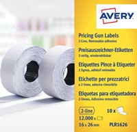 Prijsetiket Avery PLR1626 16x26mm afneembaar wit 10 Doos