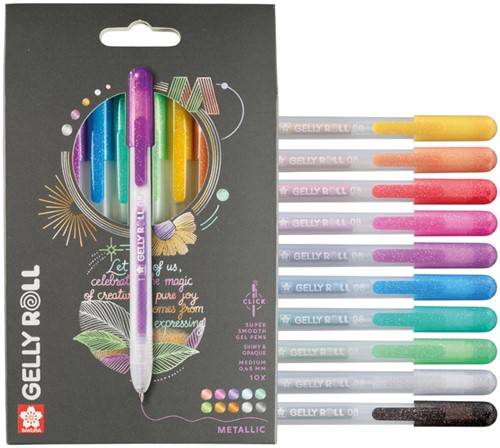 Gelschrijver Sakura Gelly Roll Metallic 10 kleuren 10 Stuk-1