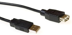 Kabel ACT USB 2.0 A male - USB A female zwart 3m 1 Stuk